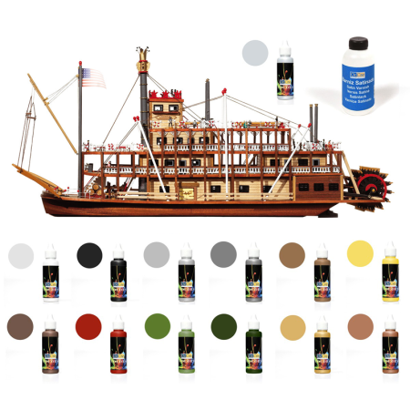 Pack Maqueta Barco Occre MISSISSIPPI con pinturas y barniz