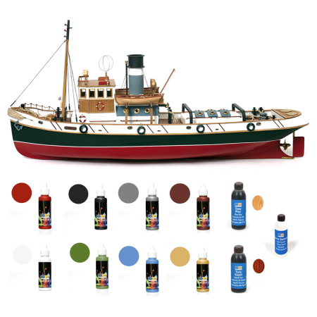 Pack Maqueta Barco Occre ULISES con pinturas, tintes y barniz