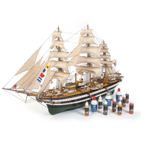 Pack Maqueta Amerigo Vespucci con pinturas, tintes y barniz
