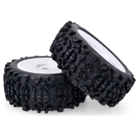 Kit de 4 Ruedas para Buggy 1/8 Llanta Blanca Lenticular y Taco gordo