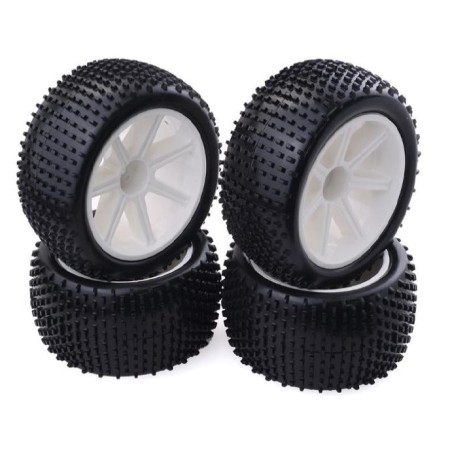 4 Ruedas Truggy 1/10 Microtaco con Llanta de Radios Blanca