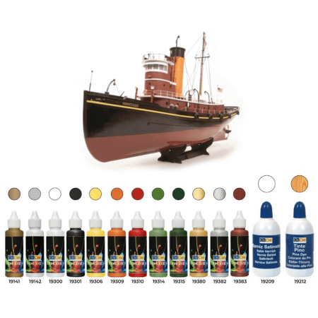 Pack Barco de Madera Occre Hércules con Pinturas, Tinte y Barniz