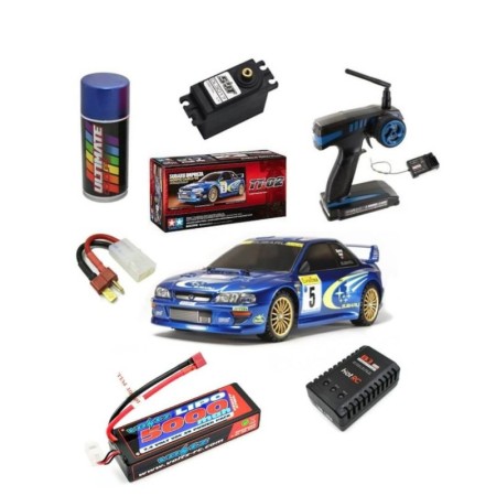 Pack Completo Coche RC Rally Tamiya Subaru Impreza 99 (TT-02) 1/10 (sin montar)
