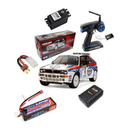 Pack Completo Coche RC Rally Tamiya Lancia Delta HF Integrale (TT-02) 1/10 (sin montar)