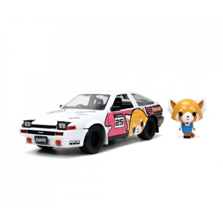 Coche 1986 Toyota Trueno AE86 con figura Aggretsuko