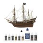 Pack Maqueta Barco Occre BUCCANEER 1/100 con pinturas, tinte y barniz