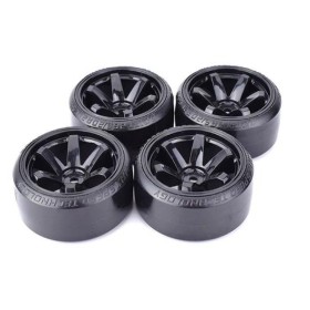 Kit 4 Ruedas 1/10 para coches RC Drift (6 radios negros)