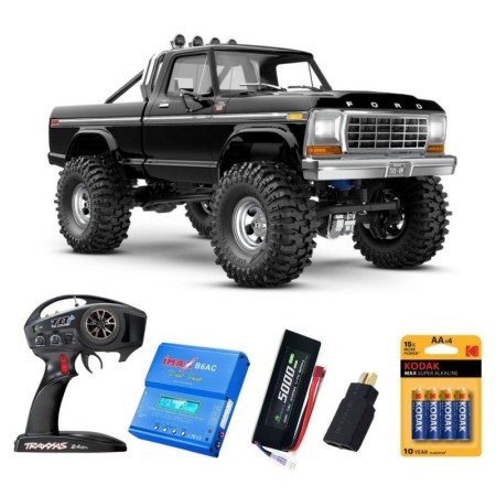 Pack Traxxas TRX-4 FORD F-150 RANGER XLT 1979 1/10 (Brushed) Negro con 4 accesorios
