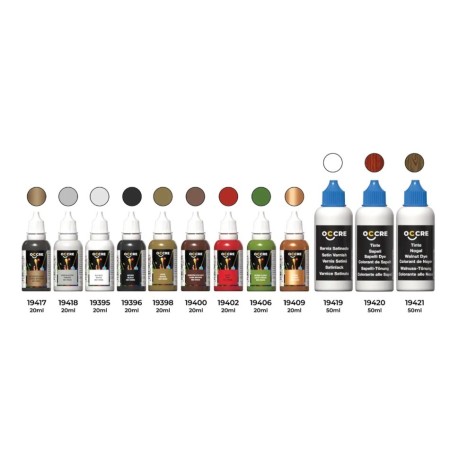 Pack pinturas acrílicas, tintes y barniz maqueta OcCre Endurance