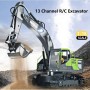 Excavadora 1/18 13ch con humo y sonido Huina
