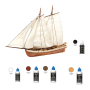 Pack Maqueta Bote Occre BOUNTY BOAT con pinturas y barniz
