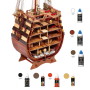 Pack Maqueta Barco Occre Sección ST. TRINIDAD con pinturas, tintes y barniz