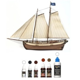 Pack Maqueta Barco Occre POLARIS 1/50 con pinturas, tinte y barniz