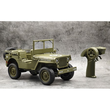 Coche Militar RC E-Zee Jeep WILLYS 1/10 6Km/h (Brushed) con luces