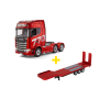 Pack Camión Scania 770S V8 Huina 1501 19 canales 1/18 rojo con plataforma roja