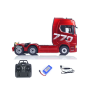 Pack Camión Scania 770S V8 Huina 1501 19 canales 1/18 rojo con plataforma roja