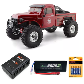 Pack Coche RC Crawler RGT Challenger RTR 1/10 (Brushed) Rojo con batería, pilas y cargador