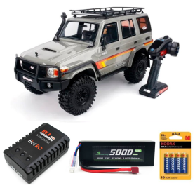 Pack Coche RC Crawler RGT Rescuer RTR 1/10 (Brushed) blanco con batería, pilas y cargador