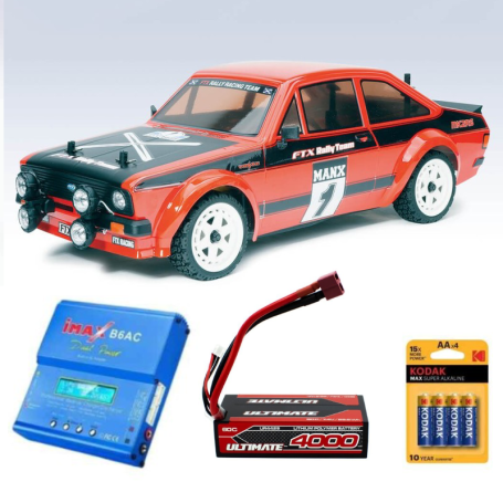 Pack Coche RC Rally FTX MK2RS 1/10 (Brushless) Rojo con Batería 2S y Cargador
