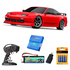 Pack Coche RC Traxxas 4-Tec Drift Nissan 240SX 1/10 (Brushed) Rojo con Batería y Cargador