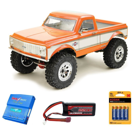 Pack Coche RC Crawler FTX Ruffneck 1/10 (Brushless) naranja con batería, pilas y cargador