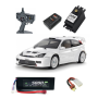 Pack completo Coche RC Rally Tamiya Ford Focus RS Custom (TT-02) 1/10 (pintado y sin montar) con servo, batería y cargador