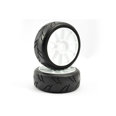 Kit 2 Ruedas Fastrax 1/8 para Coches RC Rally (Hawk-10 radios-Blanca)