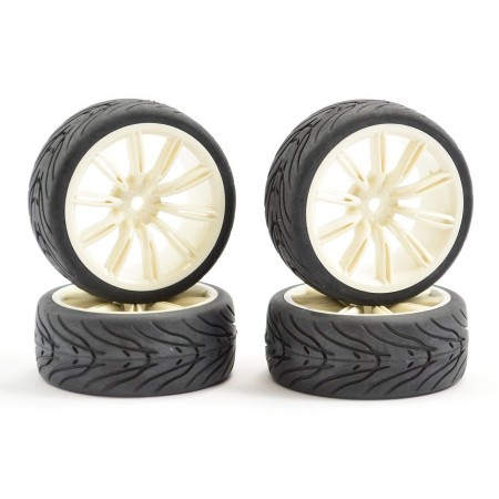 Kit 4 Ruedas Fastrax 1/10 para Coches RC Touring (Llanta Blanca)