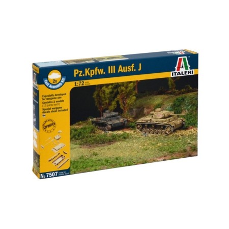 Tanque 1/72 PZ. Kpfw III Ausf.J (2 fast assembly mod.) ITALERI